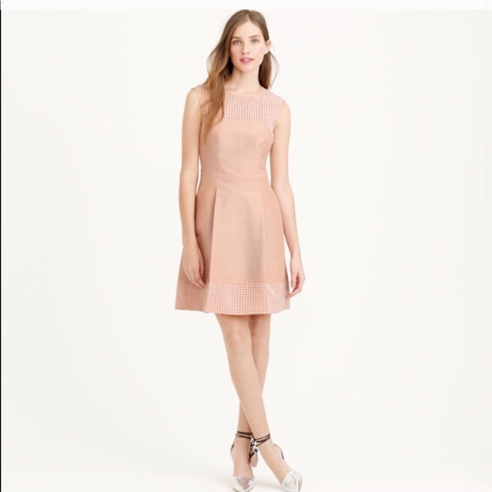 J. Crew Laser Cut A Line Zipper Dress Blush 4
